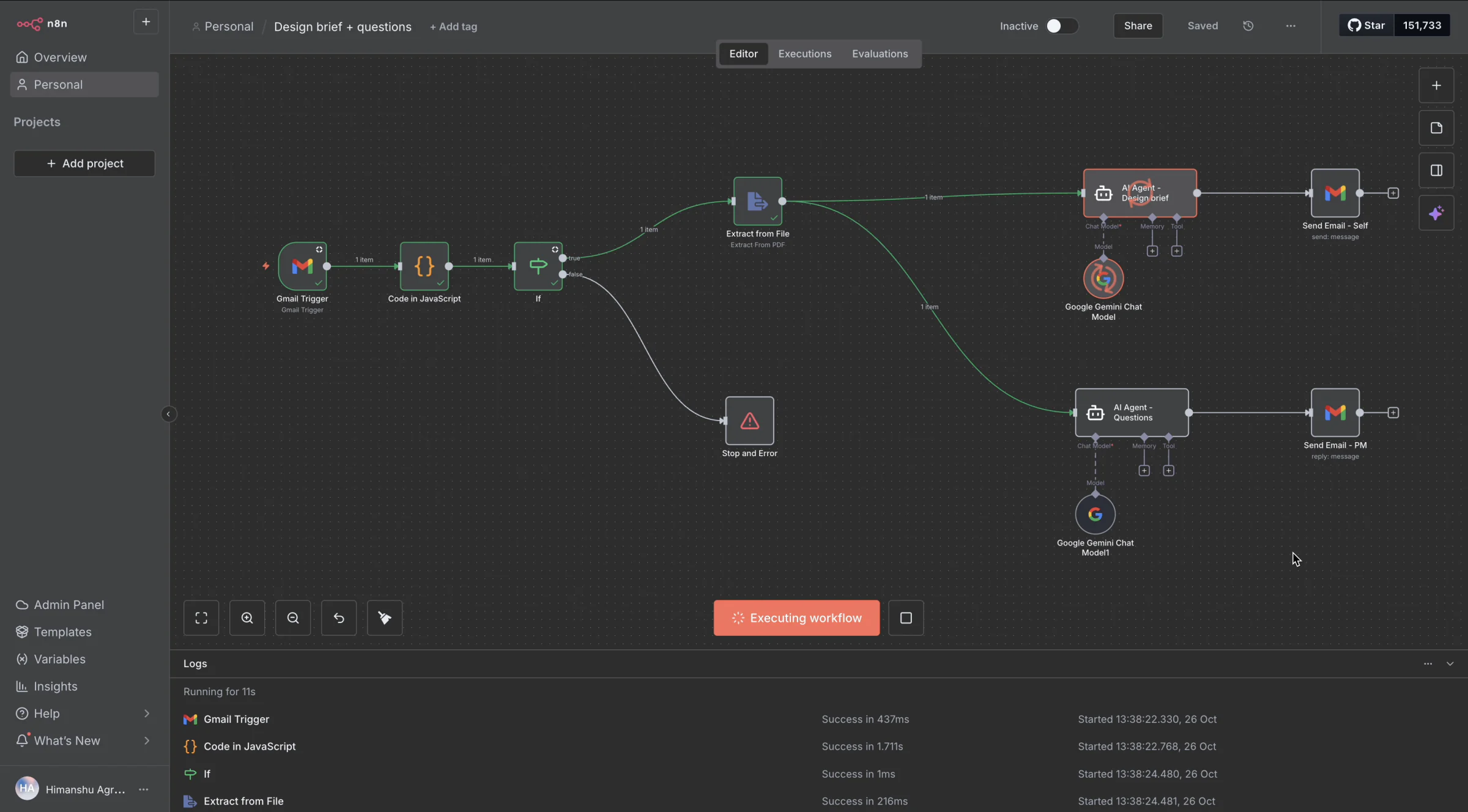 n8n workflow for the PRD to Design Brief Generator