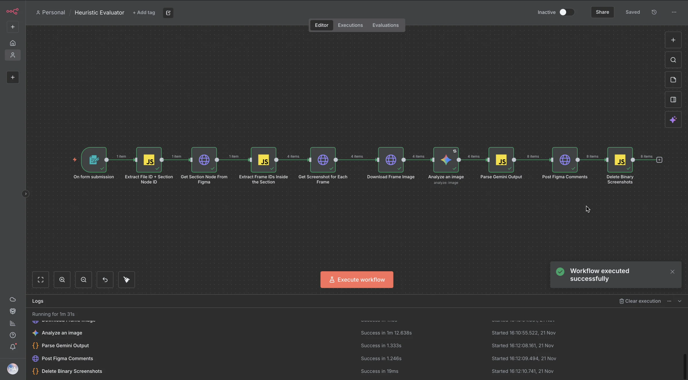n8n workflow for the Heuristic Evaluator
